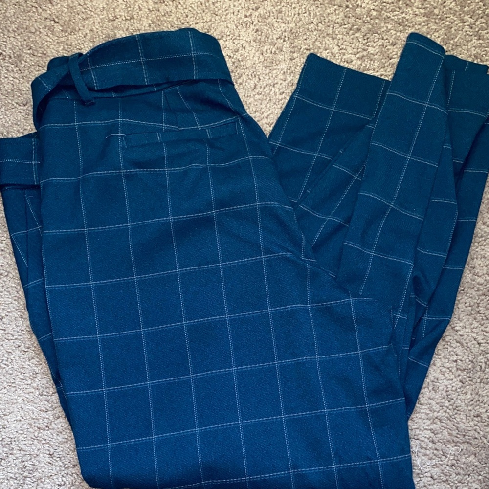 a new day Womens Blue Plaid Dress Pants